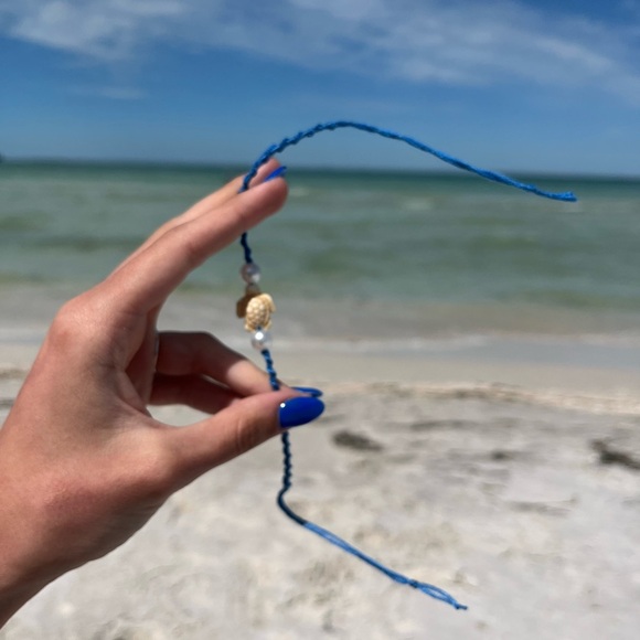 Handmade blue sea turtle pearl bracelet - Picture 6 of 7